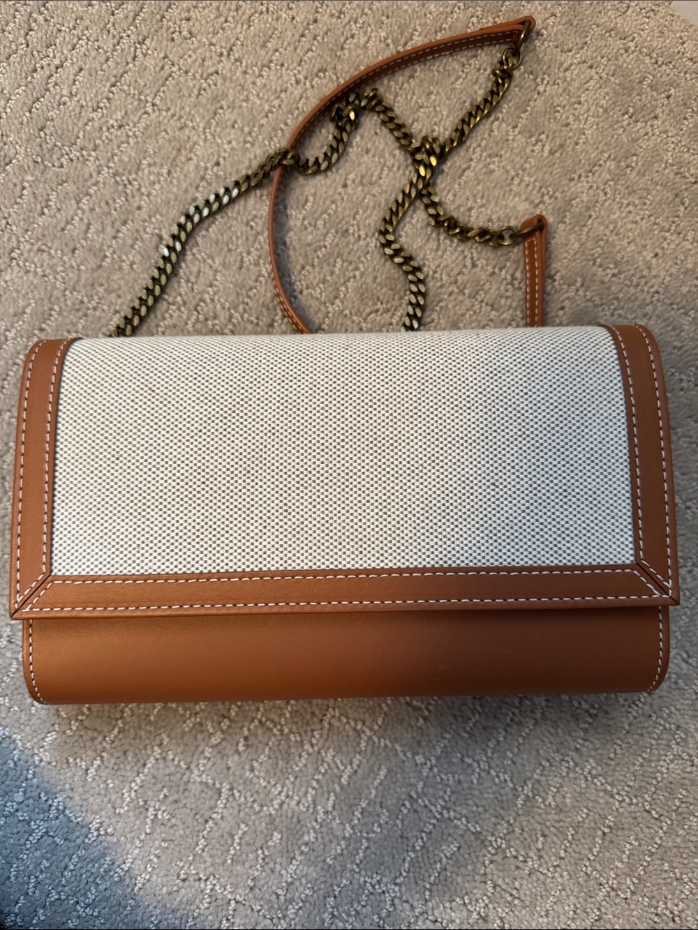 LK Bennett crossbody leather and canvas bag